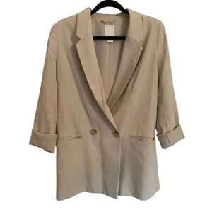 H&M Blazer Double Breasted‎ 3/4 Sleeve Neutral Toned Jacket XS